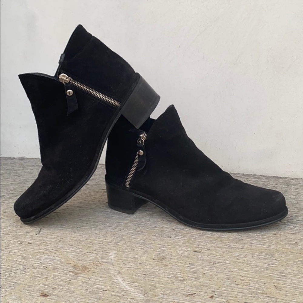 Stuart Weitzman Black Suede Ankle Boot Size 7 - image 1